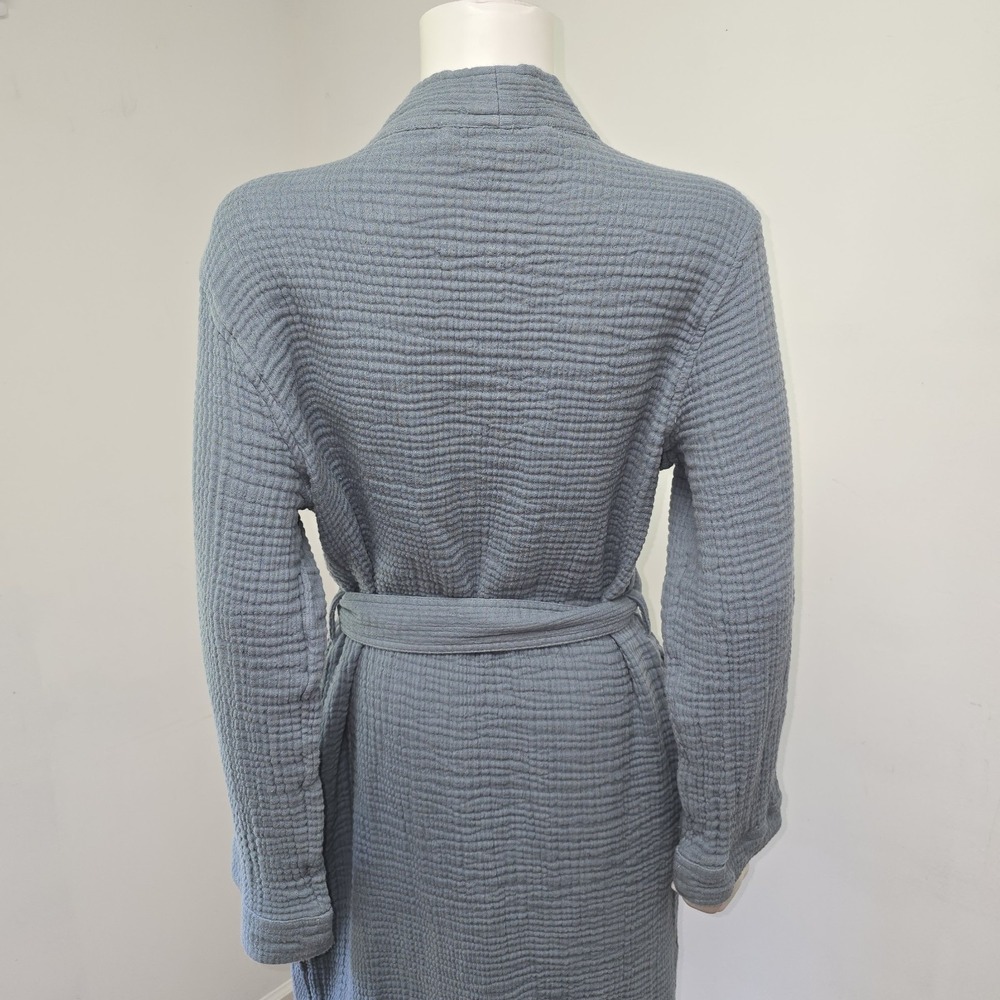 Boll & Branch Dream Robe M 100% Organic Cotton Mineral Unisex Pockets Lounge - Picture 4 of 10